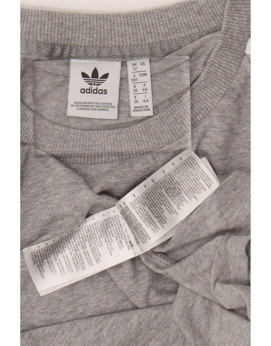ADIDAS T-Shirt Femme UK 12 Coton Chiné Gris Moyen