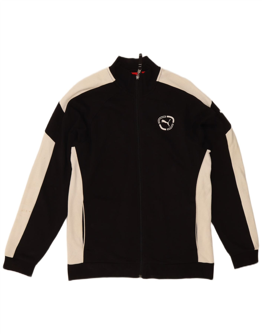 PUMA Boys Tracksuit Top Jacket 15-16 Years Black Colourblock Cotton