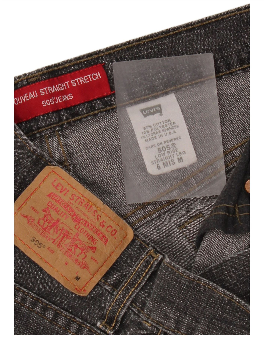 Levi's Jean droit 505 effet vieilli pour femme US 6 Medium W30 L32 Gris