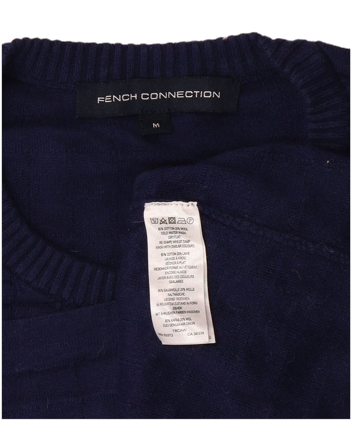 French Connection Pull à col rond pour femme UK 14 Bleu moyen Coton