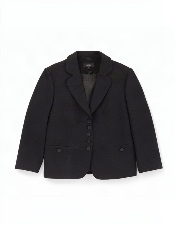 Marks & Spencer Veste blazer à manches 3/4 pour femme 5 boutons UK 16 Large Noir