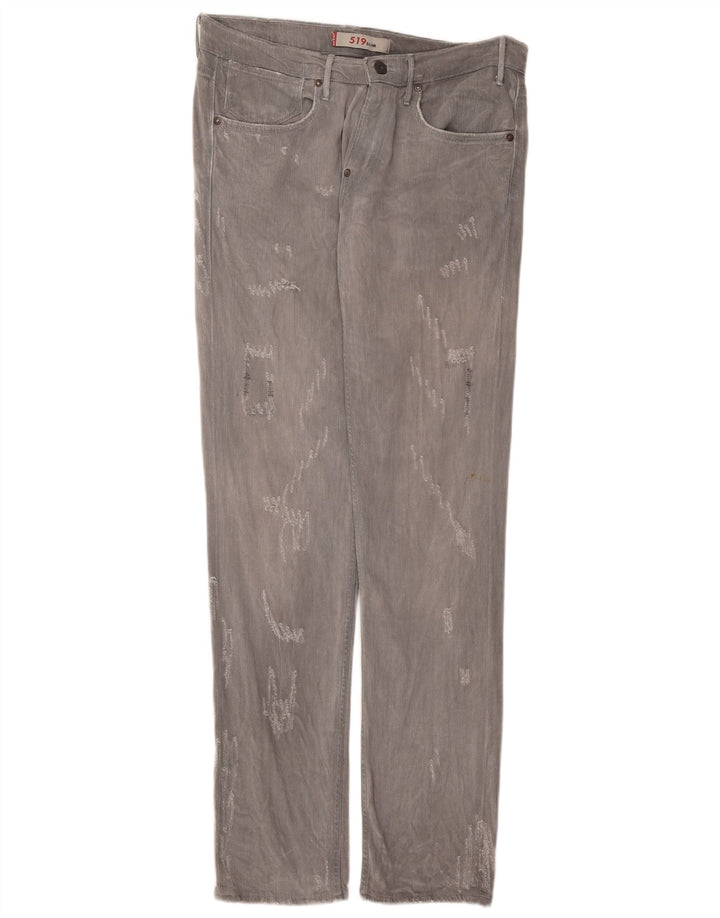 LEVI'S Mens 519 Distressed Slim Jeans W33 L34 Grey Cotton
