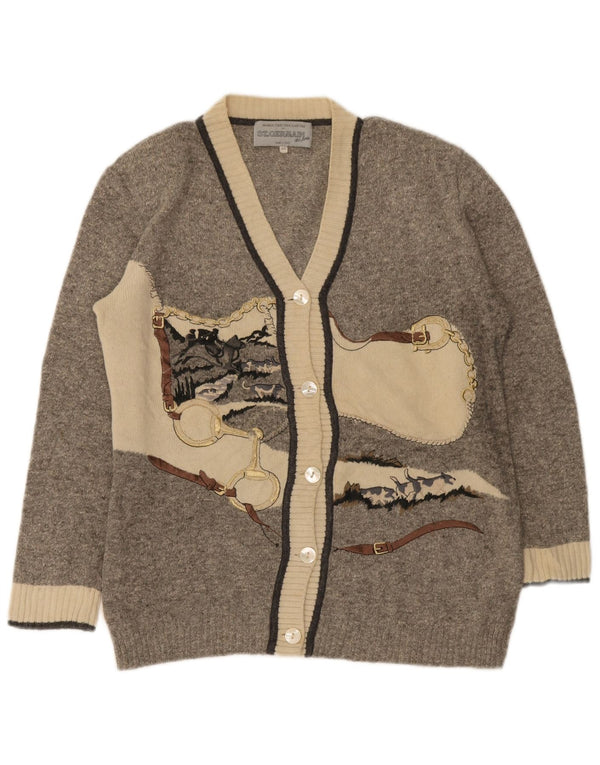 St. Germain Pull Cardigan Graphique Femme IT 44 Gris Moyen Colourblock