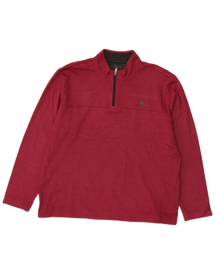 Adidas Sweat-shirt à col zippé pour homme XL Rouge Polyester