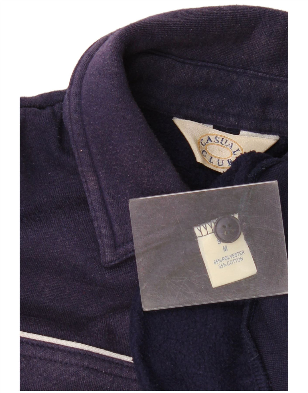 vintage Femmes Polo Neck Sweatshirt Jumper UK 14 Moyen Bleu Marine Floral