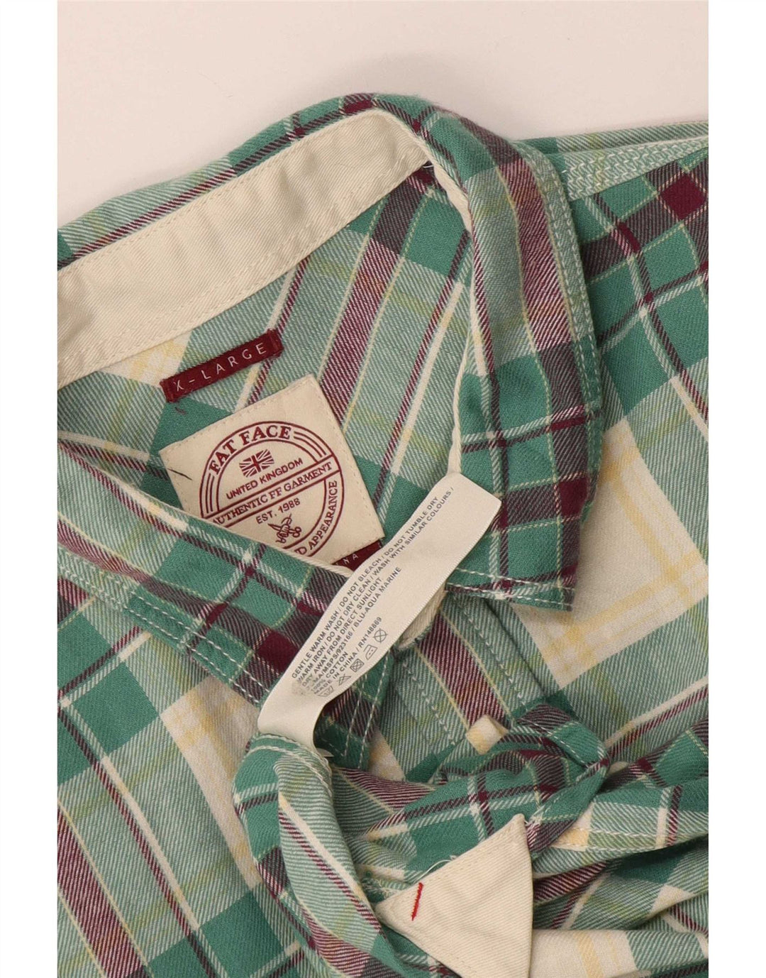 Chemise en flanelle pour homme Fat Face XL en coton à carreaux vert