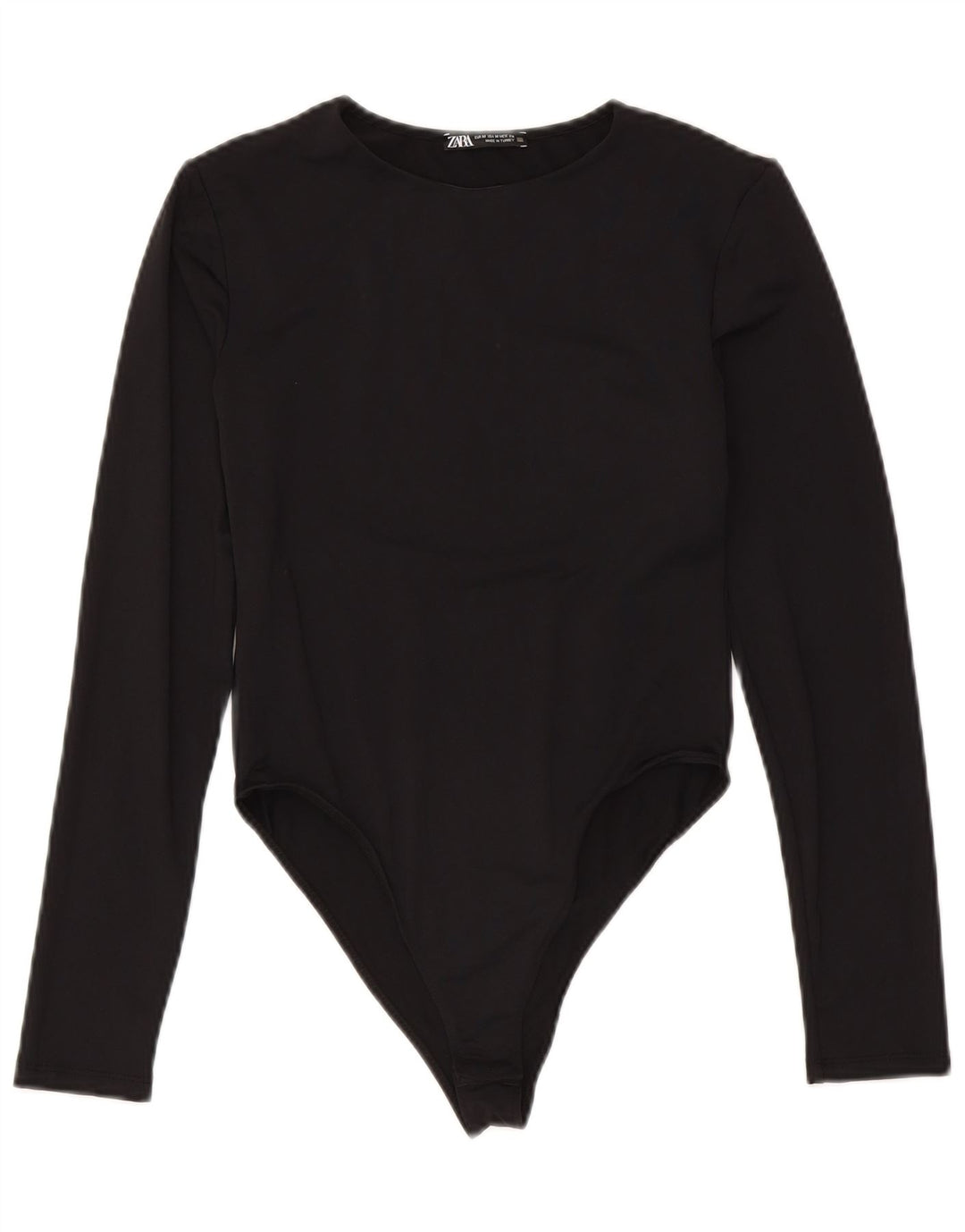Zara Body à manches longues pour femme UK 12 Medium Noir Polyamide