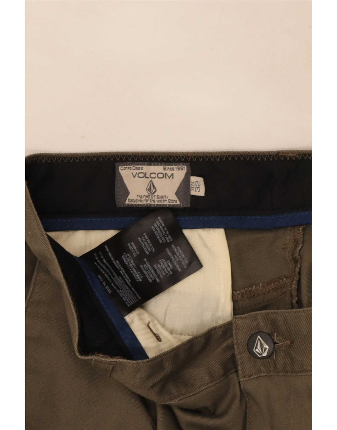 Volcom Short Chino Homme W32 Coton Kaki Moyen