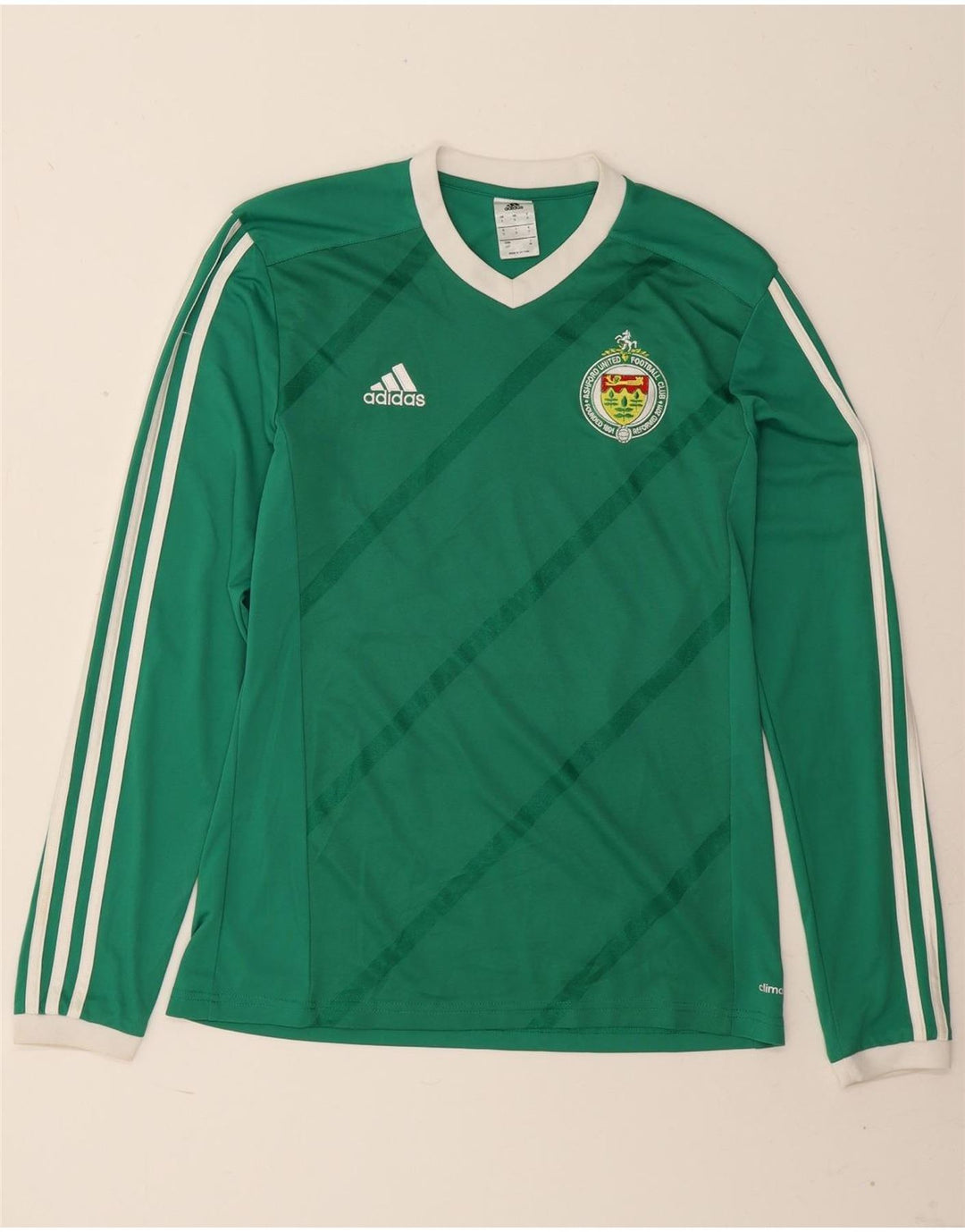 Adidas Hommes Climalite Graphic Haut à manches longues Petit vert rayé Polyester