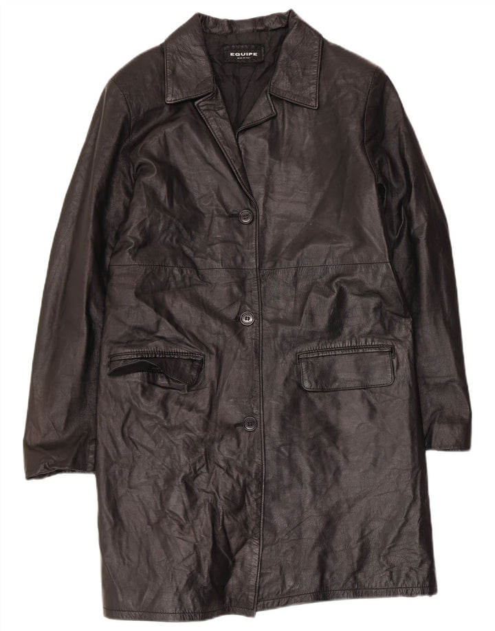 Manteau En Cuir Femme Equipe IT 46 Large Noir