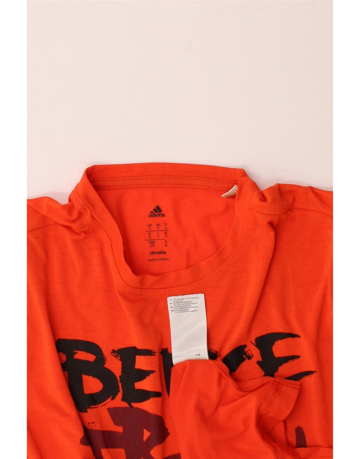 ADIDAS Mens Climalite Graphic T-Shirt Top Small Orange Polyester Vintage Adidas and Second-Hand Adidas from Messina Hembry 