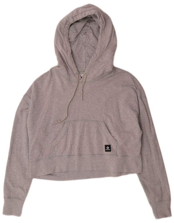 Converse Pull à capuche crop oversize pour femme UK 44 Gris moyen Coton