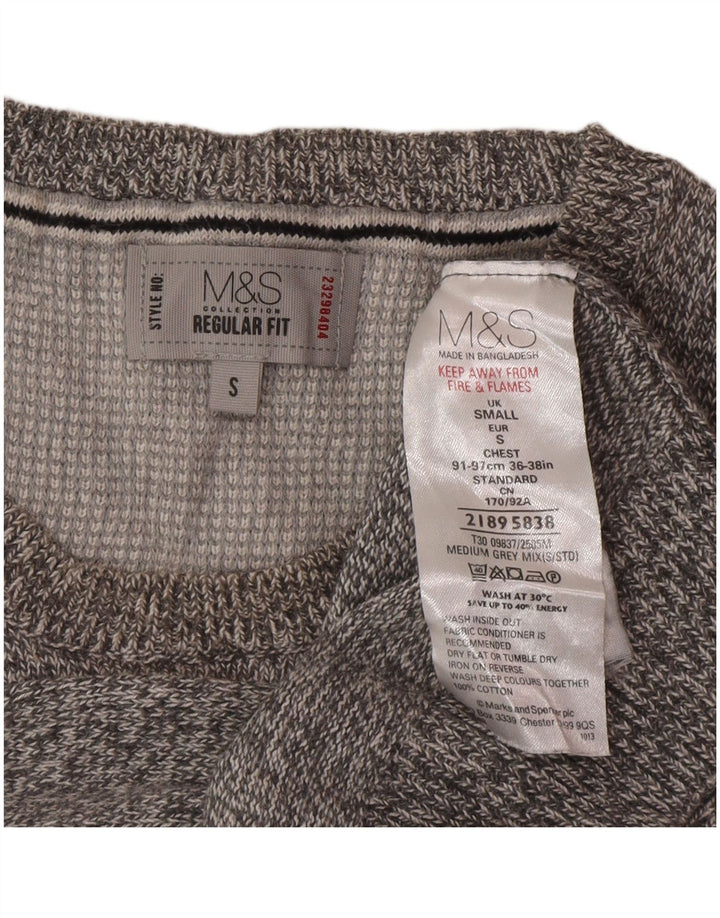 Marks & Spencer Pull à col rond pour homme Petit gris moucheté