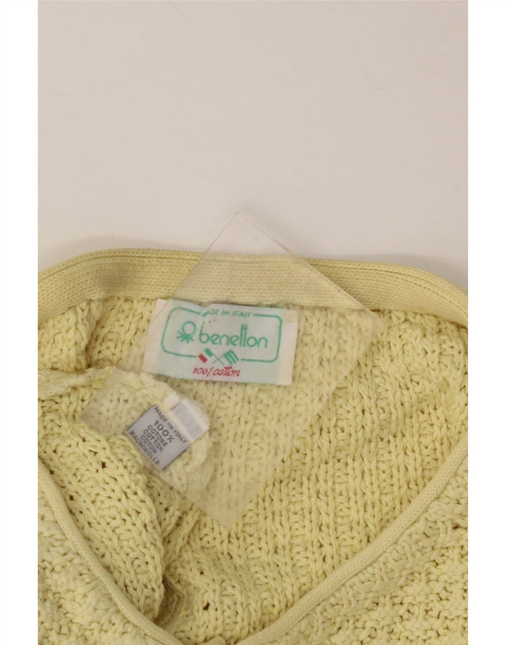 BENETTON Pull col rond femme IT 50 XL Jaune Coton
