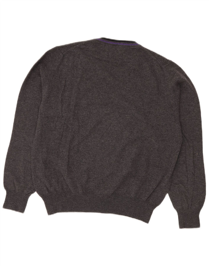 FRED PERRY Pull Col V Homme Gris Moyen Laine