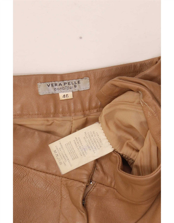 Conbipel Pantalon Bootcut En Cuir Femme IT 46 Large W34 L32 Beige