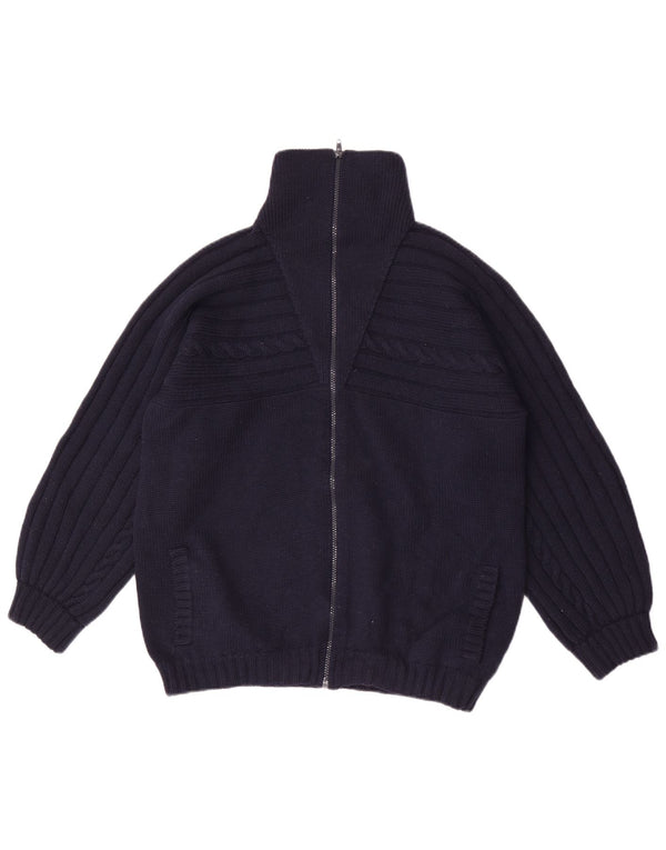 vintage Femme Full Zip Cardigan Pull UK 16 Grand Bleu Marine