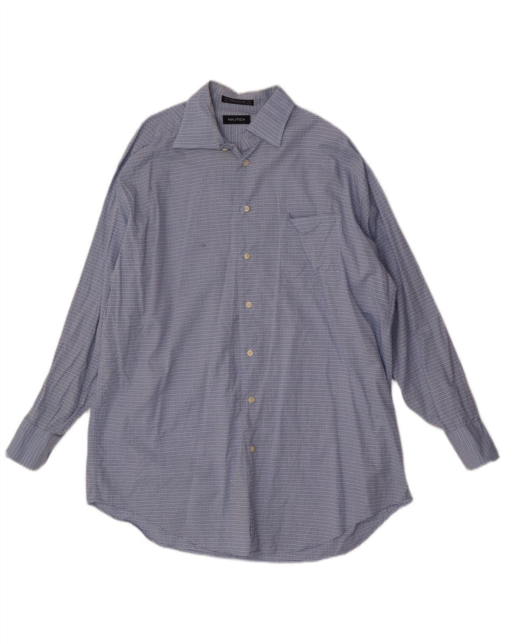 Nautica Chemise Homme Taille 16 1/2 Grand Coton à Carreaux Bleu