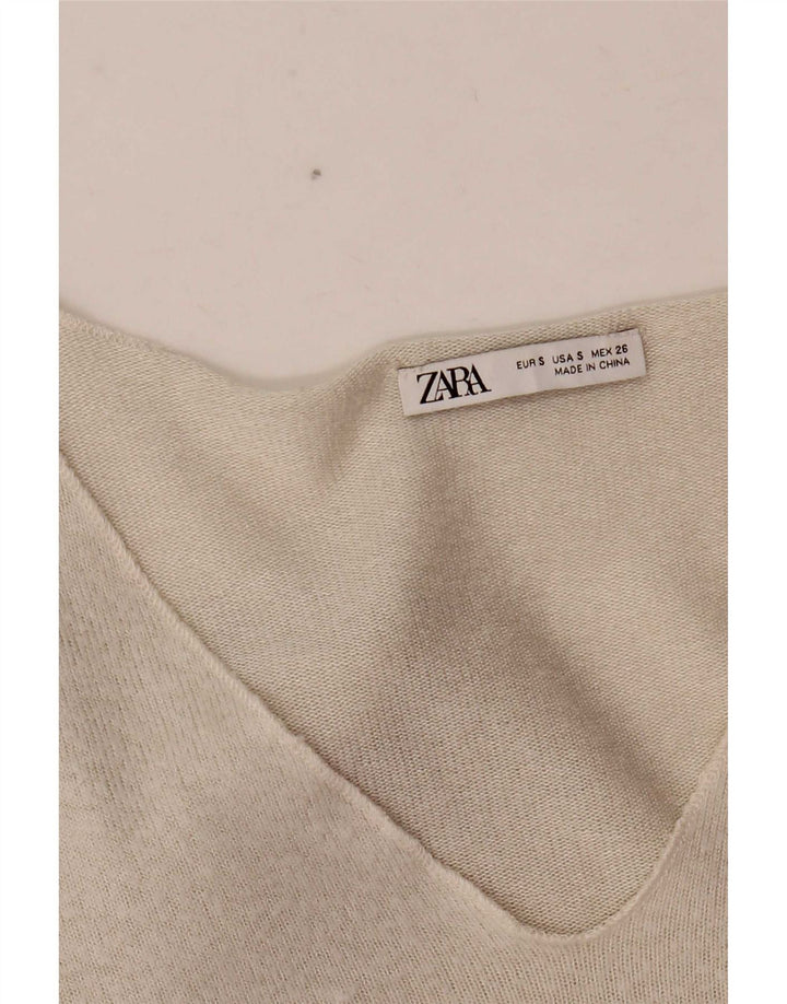 Zara Femme Top Manches Longues UK 10 Petit Blanc