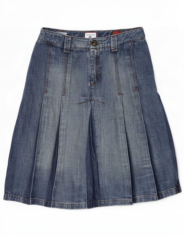 Max&Co. Jupe plissée en denim pour femme UK 10 Small W27 Bleu Coton