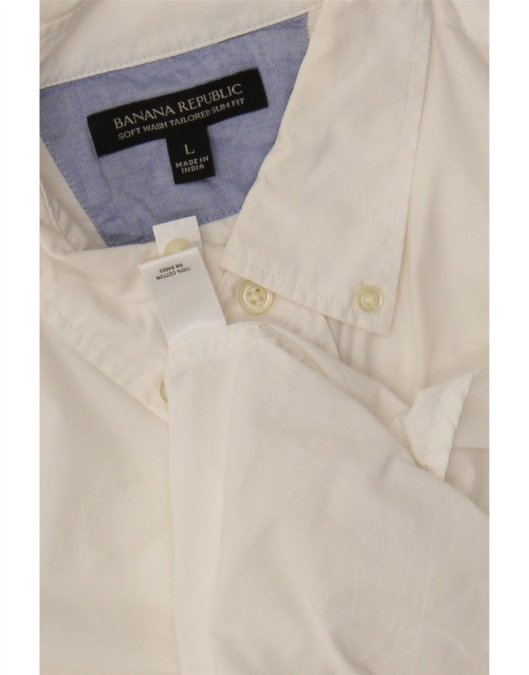 BANANA REPUBLIC Chemise ajustée sur mesure pour homme en coton blanc Taille L