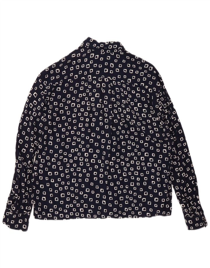 STEFANEL Chemise Femme UK 16 Large Bleu Marine Géométrique
