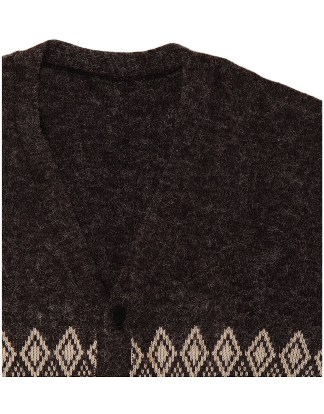 VINTAGE Pull Cardigan Homme XL Gris Argyle/Diamant