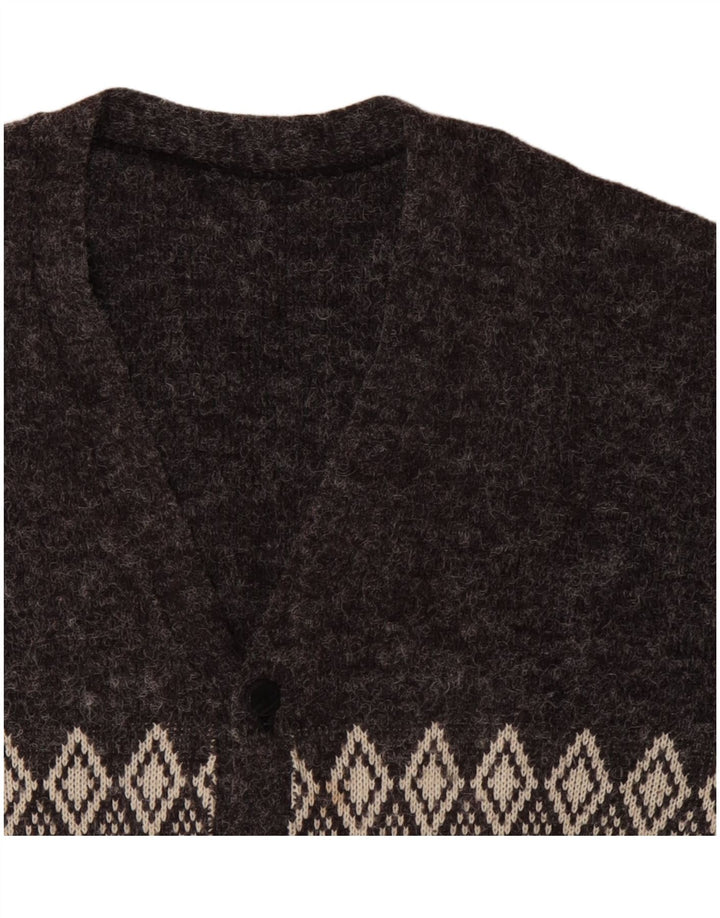 VINTAGE Pull Cardigan Homme XL Gris Argyle/Diamant