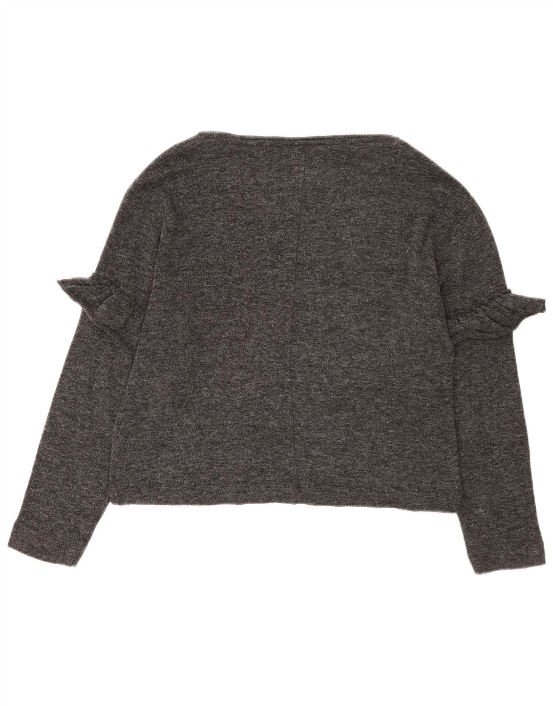 Zara Femme Crop Oversize Top Manches Longues UK 10 Petit Gris Polyester