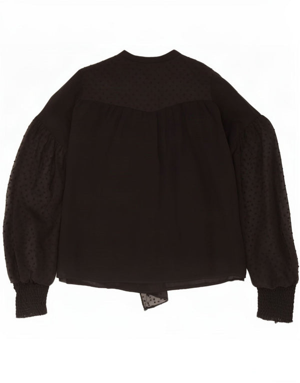 Zara Chemisier surdimensionné à nouer sur le devant pour femme UK 14 Noir moyen à pois