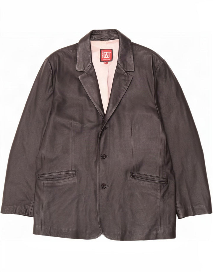 MONTANA Veste blazer en cuir à 2 boutons pour homme UK 42 XL Noir