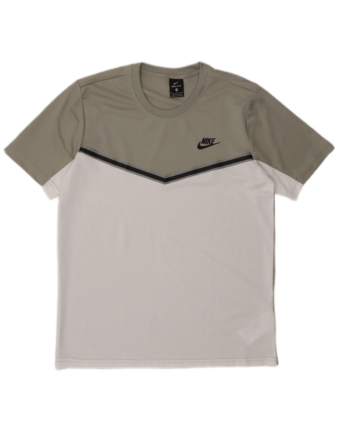 Nike Hommes Dri Fit T-Shirt Haut Gris Moyen Colorblock Polyester