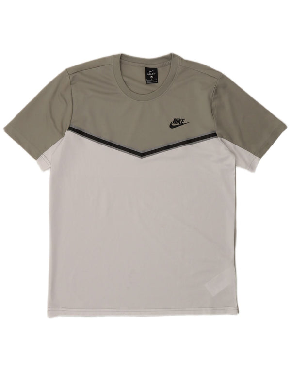 Nike Hommes Dri Fit T-Shirt Haut Gris Moyen Colorblock Polyester