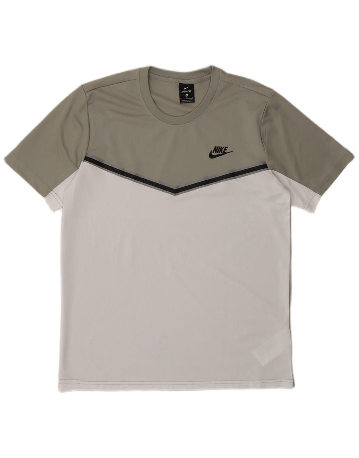Nike Hommes Dri Fit T-Shirt Haut Gris Moyen Colorblock Polyester