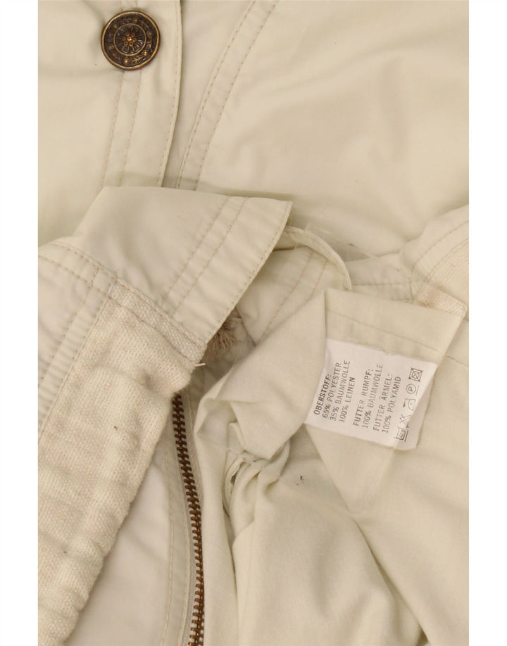 veste utilitaire à capuche surdimensionnée vintage pour femmes UK 20 2XL Off White