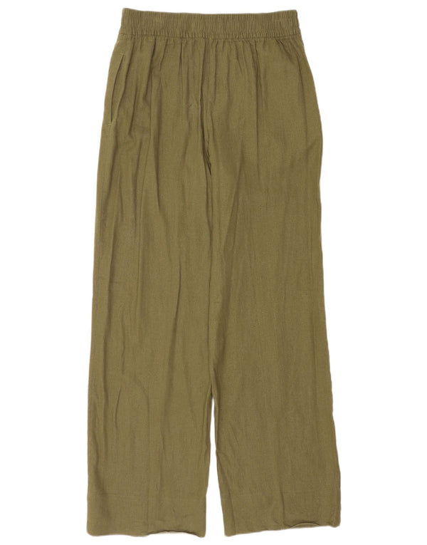 Zara Pantalon décontracté à jambe large pour femme Petit W26 L31 Vert