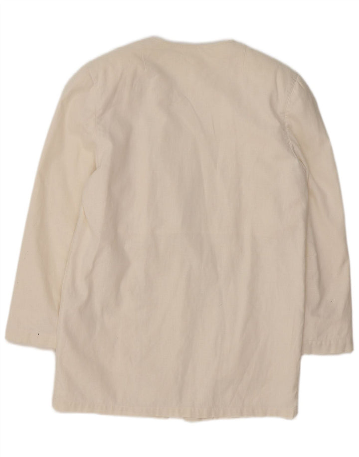 VINTAGE Veste blazer longue femme UK 14 Blanc moyen