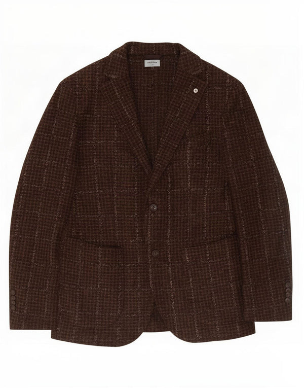 Dandy Mens Limited Edition Knit Blazer Jacket IT 50 Large Khaki Check