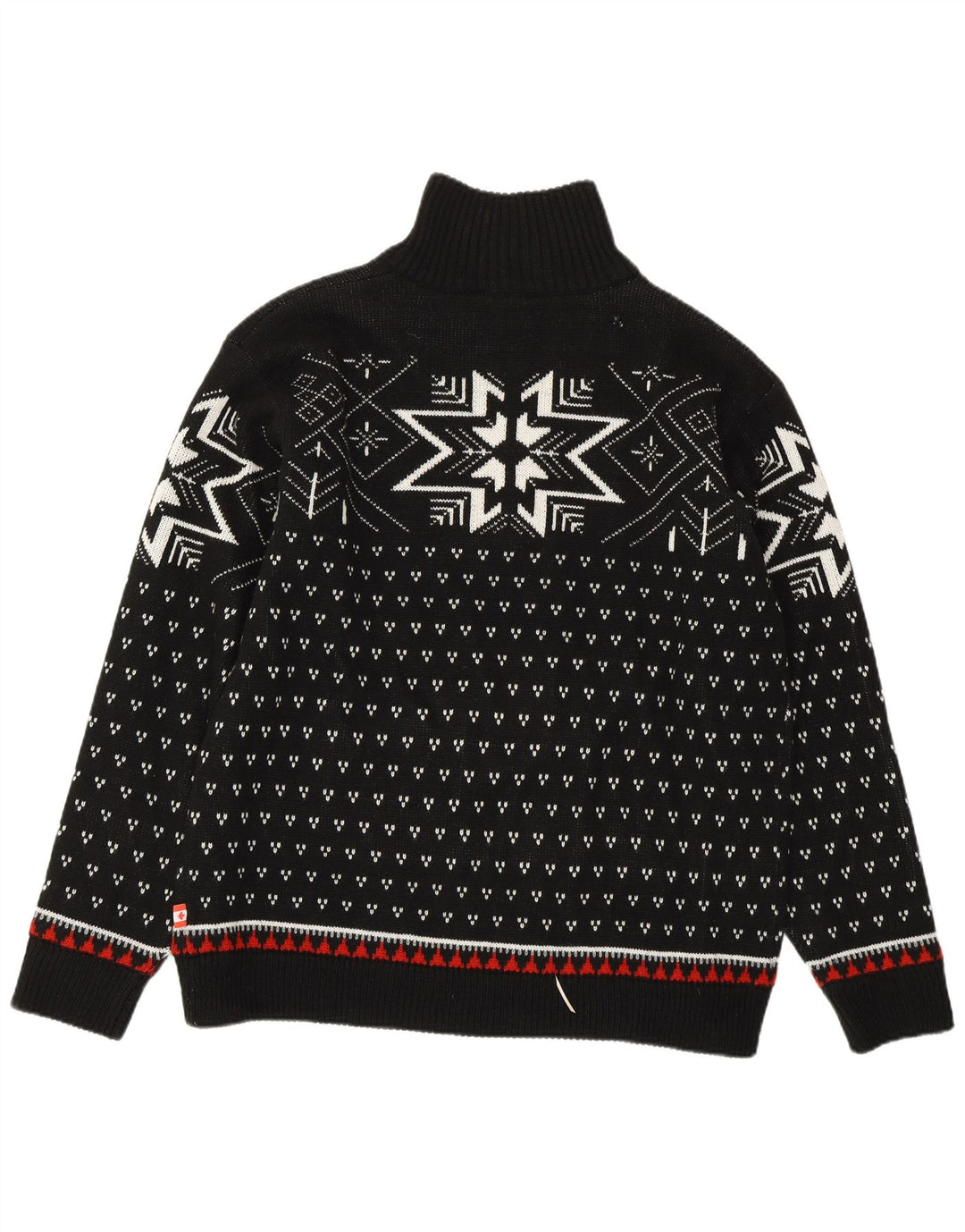 VINTAGE Pull col zippé pour homme Noir moyen Fair Isle Polyacrylique