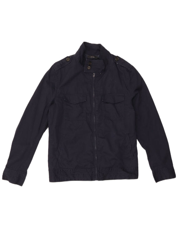 ZARA Veste Militaire Homme UK 40 Large Bleu Marine Polyester