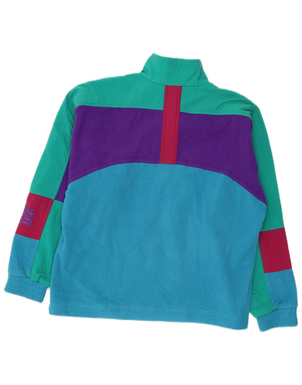 Lotto Mens Loose Fit Zip Neck Fleece Jumper Small Multicoloured Colourblock