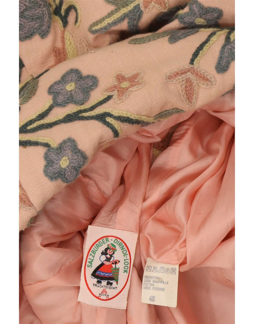 vintage Femme 6 Bouton Blazer Veste EU 40 Coton Floral Rose Moyen