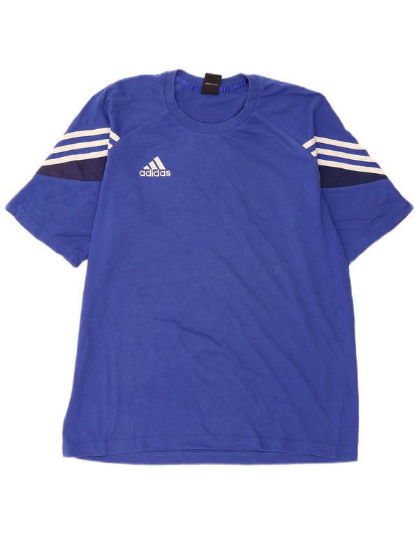 Adidas T-shirt graphique pour homme UK 40/42 Bleu moyen en coton colour block