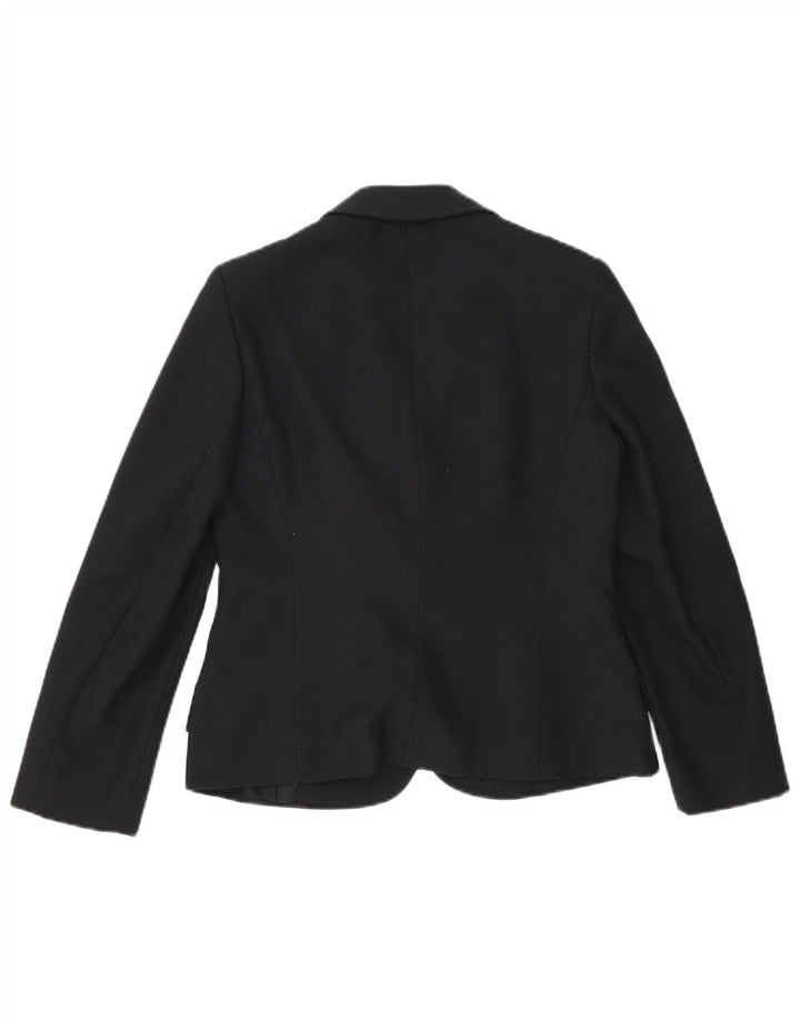 vintage Femme 2 Bouton Blazer Veste UK 12 Moyen Noir Polyester