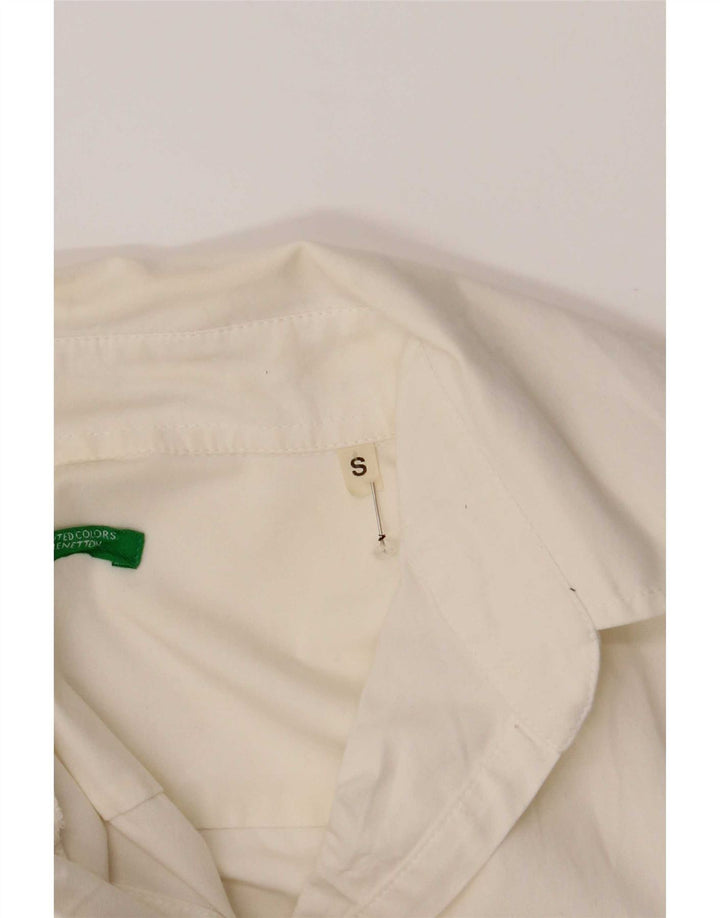 Benetton Chemise Pull Femme UK 10 Petit Blanc Coton