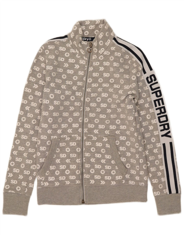 Superdry Veste de survêtement graphique pour femme UK 10 Small Gris Coton