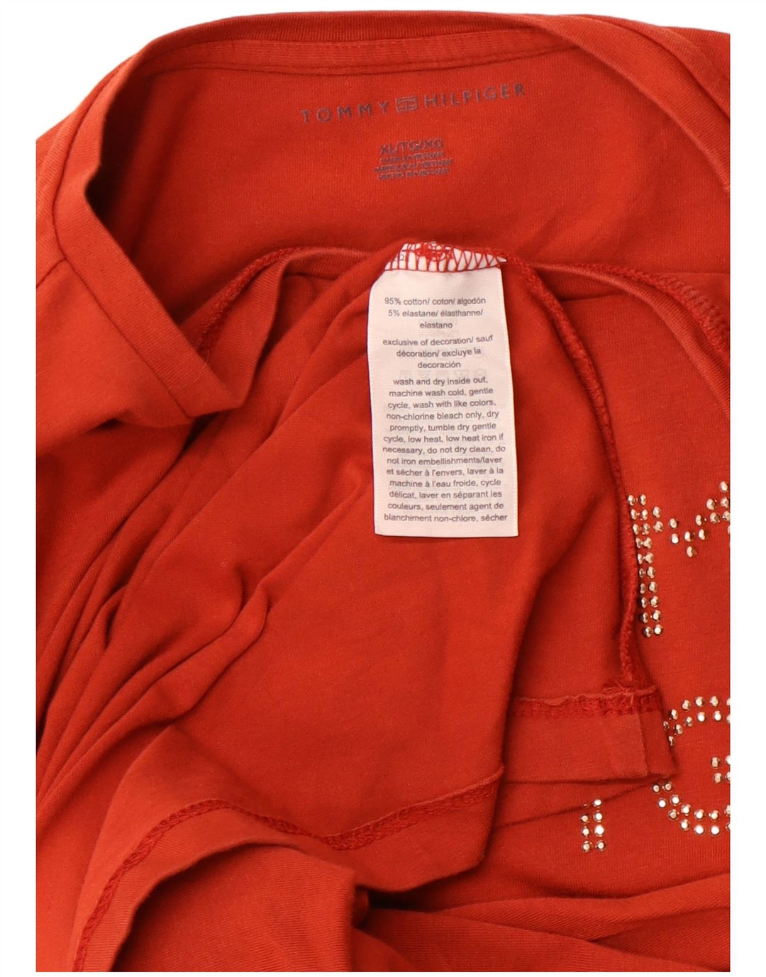 TOMMY HILFIGER Robe T-Shirt Graphique Femme UK 18 XL Coton Orange