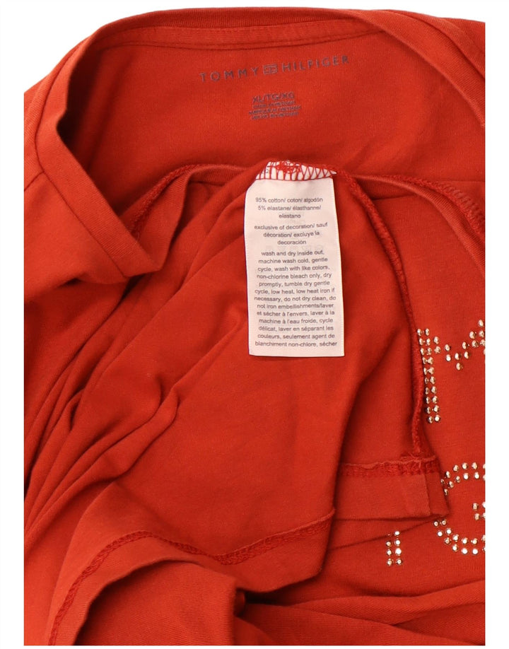TOMMY HILFIGER Robe T-Shirt Graphique Femme UK 18 XL Coton Orange