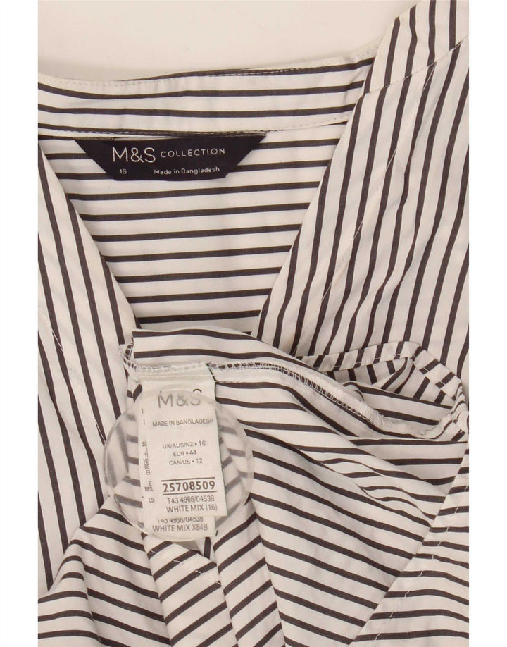 Marks & Spencer Chemise pull pour femme UK 16 Grand coton rayé blanc