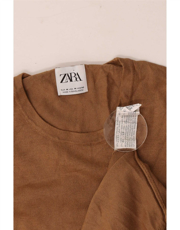 Zara Pull Col Rond Homme Marron Moyen Viscose